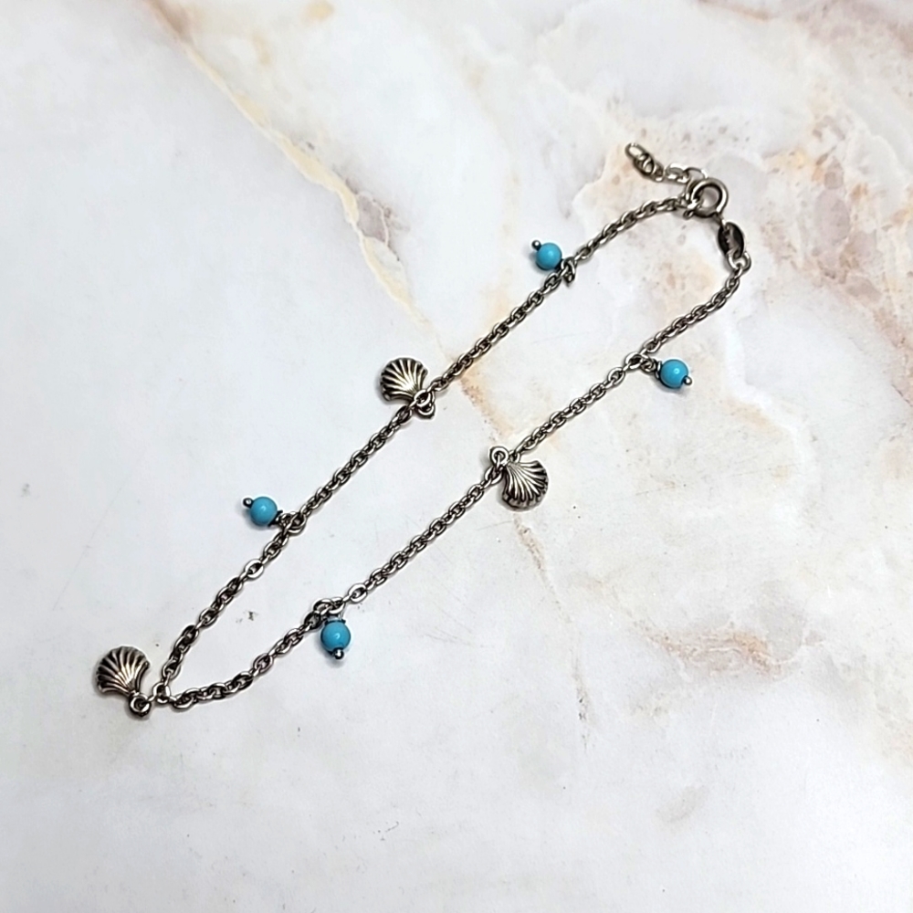 Sterling silver turquoise maritime anklet